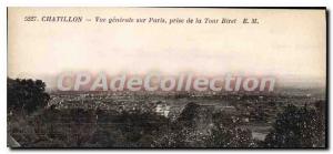 Old Postcard Chatillon General view of Paris taken from the Tower Biret