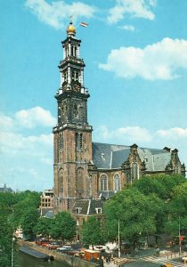 Vintage Postcard Amsterdam Western Tower Historic Landmark In The Netherlands