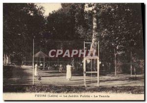 Old Postcard The public garden Tennis Feurs