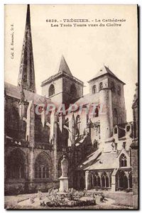 Old Postcard The Cathedral Treguier The Three Towers views Cloitre