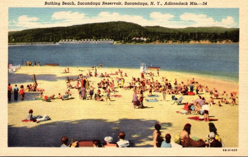 New York Adirondacks Sacandaga Bathing Beach Sacandaga Reservoir Curteich