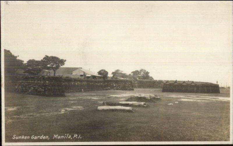 Manila Philippines Sunken Garden c1910 Real Photo Postcard