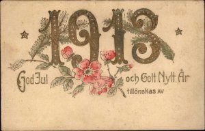 New Year God Jul och Gott Nytt Ar 1913 Embossed Vintage Postcard