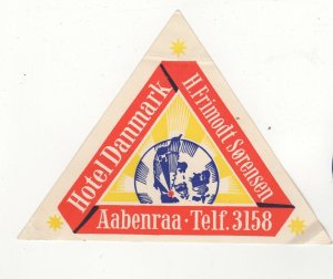 Hotel Sticker Luggage Label - Hotel Danmark, Aabenraa DENMARK - Unused