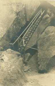 The Third Ladder New Hampshire, NH, White Mts, Lost River, Real Photo Postcard