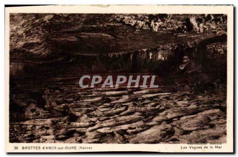 Old Postcard Caves of Arcy on Curne The Waves of the Sea