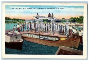 1940 Catch Real Sports Not Commercial Fishermen Florida Vintage Antique Postcard