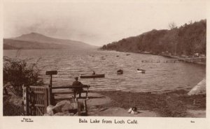 A Man & His Dog Rowing Boat Bala Lake Real Photo Welsh Vintage Postcard