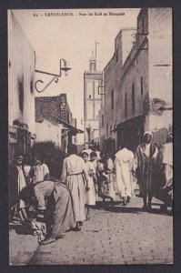 Vintage postcard 1910s Casablanca Morocco Mellah Jewish Quarter street view