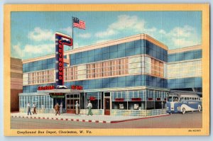 1940 Charleston West Virginia Vintage Postcard Greyhound Bus Depot Building