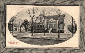 1915 Public Library Historical Landmark Trees View Algona Iowa Posted Postcard