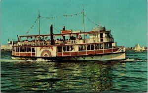 Harbor Cruise Riverboat Gay 90s Sidewheeler San Pedro CA Vintage RPPC Postcard