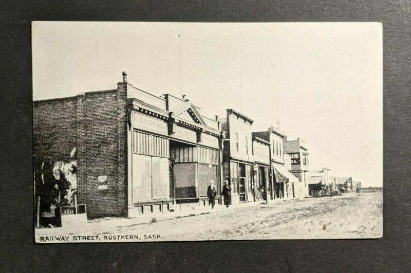 Vintage Railway Street Rosthern Sask Canada Postcard Cover