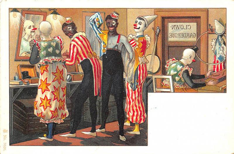 Clowns Getting Ready To Perform Early #7020 Postcard