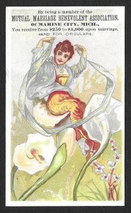 Victorian Trading Card - Mutual Marriage - Lady and Calla Lily (3E5)