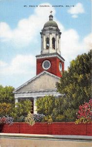 Augusta Georgia~St Paul's Episcopal Church~Info on Back~1940s Postcard