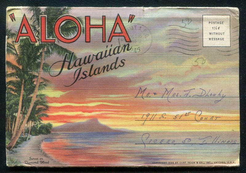 Aloha Hawaii Islands Hawaiian Souvenir postcard folder PF665