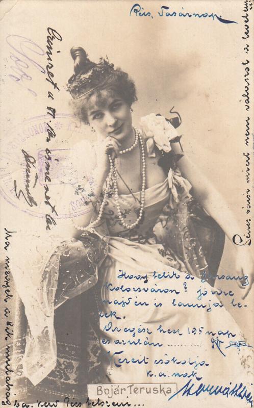Artiste Hungarian Theatre Star Bojár Teruska actress Kolozsvar Cluj cancel 1902