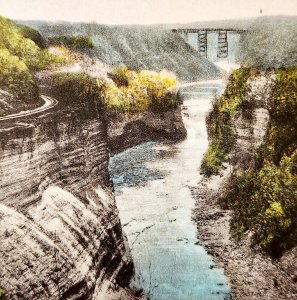 Portage Bridge Letchworth State Park NY Postcard Gorge New York c1930s DWS5D