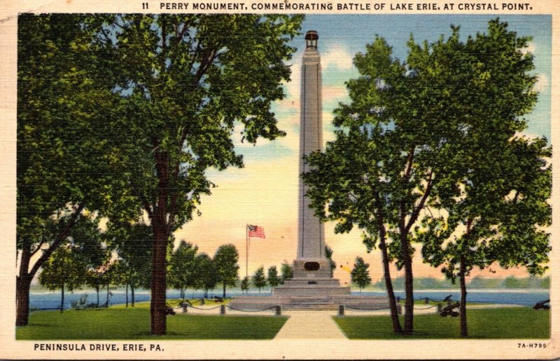 Pennsylvania Erie Perry Monument At Crystal Point 1937 Curteich