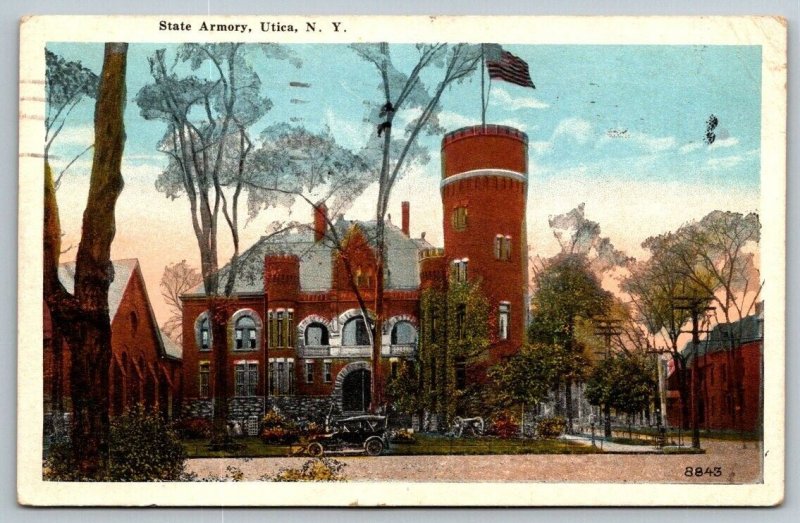 1920  State Armory  Utica  New York  Postcard