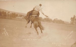 J65/ Pendleton Oregon RPPC Postcard c1910 Round Up Rodeo Cowboys 232