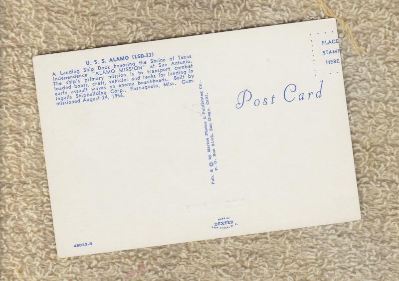 USS ALAMO LSD-33 U.S. Navy War Ship Damaged Post Card