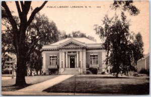 VINTAGE POSTCARD THE PUBLIC LIBRARY AT LEBANON NEW HAMPSHIRE c. 1940