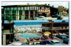 1957 Desert Isle Motel Swimming Pool Daytona Beach Florida FL Dual View Postcard