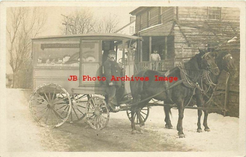 PA, York, Pennsylvania, RPPC, Edward Fox Bakery Horse Drawn Advertising Wagon