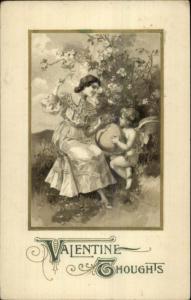 Winsch Easter - Beautiful Woman & Cherub c1910 Postcard