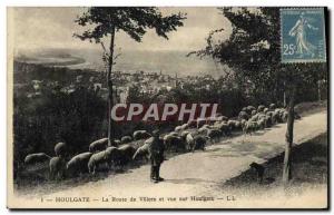 Old Postcard Houlgate Route de Villers and Houlgate View Shepherd and sheep