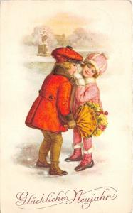 BG8589 boy and girl children flower neujahr new year greetings germany