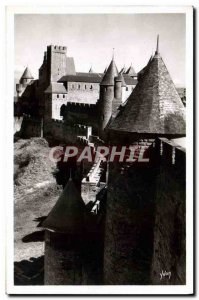 Old Postcard Carcassonne city external perspective on the castle Tower Pint