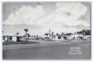 1953 View Of Ace Motel Hotel Service Restaurant Jacksonville Florida FL Postcard