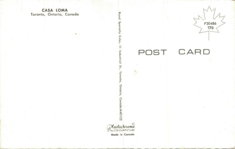 Canada Casa Loma Toronto Ontario Vintage Postcard 07.52