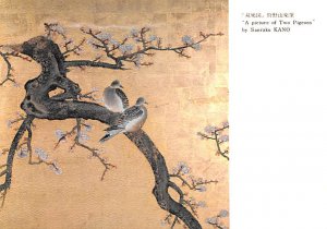 Two Pigeons By Sanraku Kano Japan Unused 