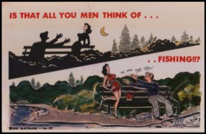 double take postcard: Is That All You Men Think Of?