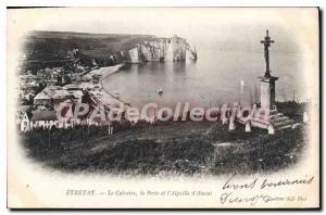 Postcard Old Calvary Etretat La Porte D'Amont and needle