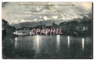 Old Postcard Grenoble and the Chaine night of Eifet Alps