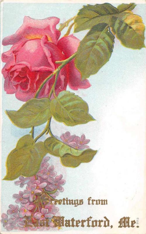 East Warterford Maine Rose Flower Greeting Antique Postcard K65879