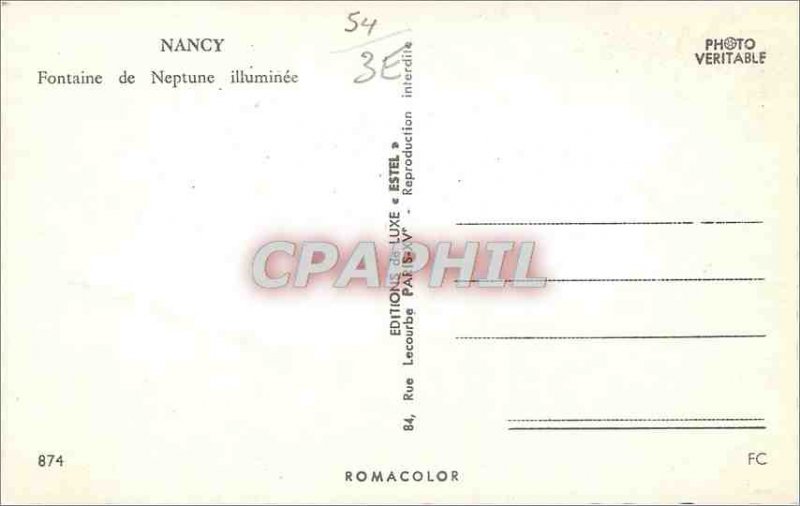 Modern Postcard Nancy Neptune Fountain Illuminee