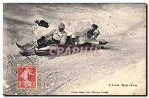 Old Postcard of Sports & # 39hiver skiing Tobogganing