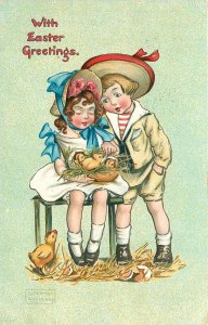 Postcard 1908 Tuck Gassaway Easter Children Chicks #130 TP24-1477