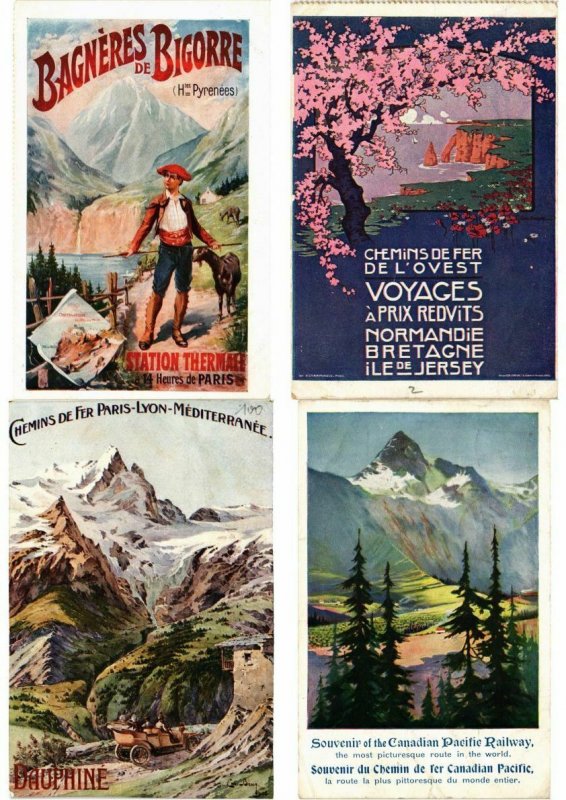 PUBLICITÉ ADVERTISING TRAINS, CHEMIN DE FER POSTER STYLE 28 CPA (L2734)