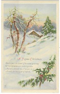 A Joyous Christmas Poem Holly and Snow Scene