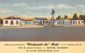Linen Postcard Westward-Ho Motel in Denver, Colorado~129453