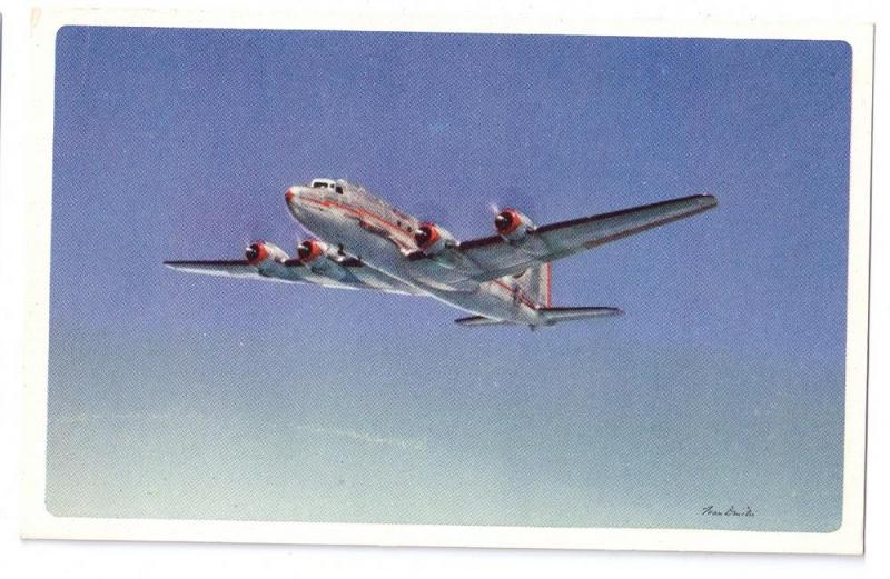 American Airlines Flagship in Flight Airplane Vntg Aviation Postcard Ivan Dmitri