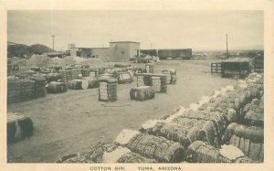 Yuma Arizona AZ Cotton GHin, Bales B&W White Border Postcard Unused