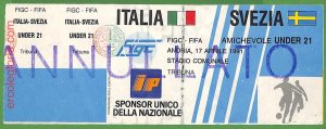 ZA2348 - Old FOOTBALL MATCH TICKET - 1991 : Italy vs Sweden-